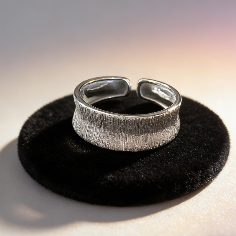 Women Accessories Drawing - 925 Sterling Silber Drahtziehringe, dicke, stapelbare