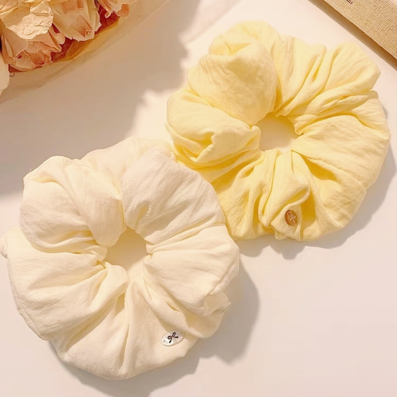 Women'S Yellow Accessories - 2er-Set Trendige Baumwoll-Haargummis: Einfarbige Gelb-Weiße Scrunchies,