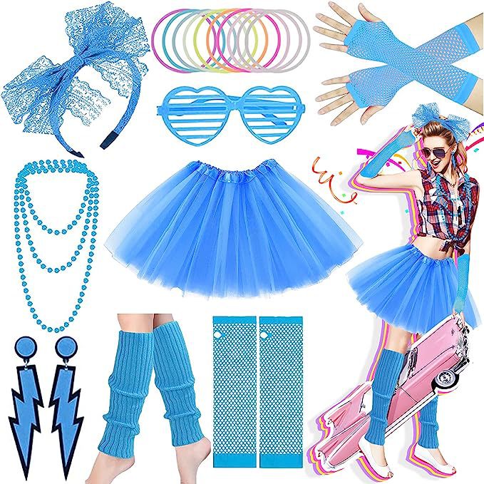 Women'S Accessories In The 80S - 80er-Jahre-Kostüm-Accessoires, Stirnbänder, Handschuhe, Knieschützer, Armbänder, Brillen-Set,