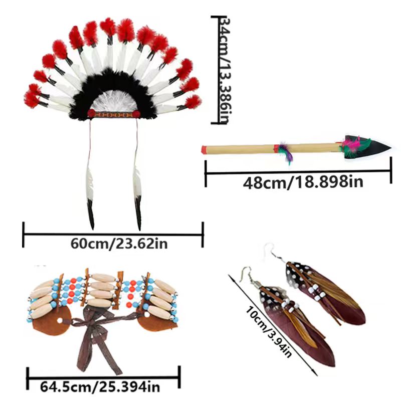 Women Accessories India - PESENAR Native Indian Kostümzubehör-Set, doppelte Zöpfe,