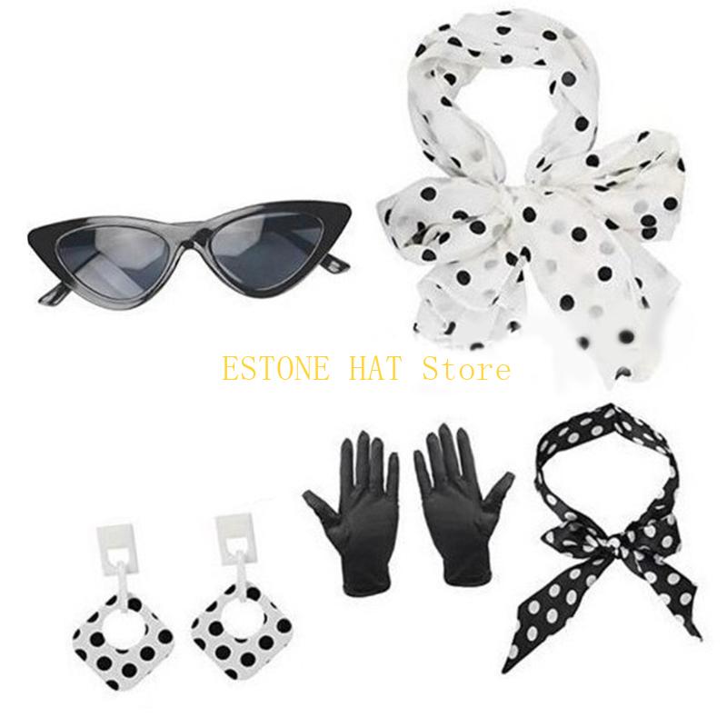 Women'S Accessories In The 1950S - 49MF 5-teiliges Rockabilly-Zubehör, 1950er-Jahre-Kostümset, 50er-Jahre-Outfits für