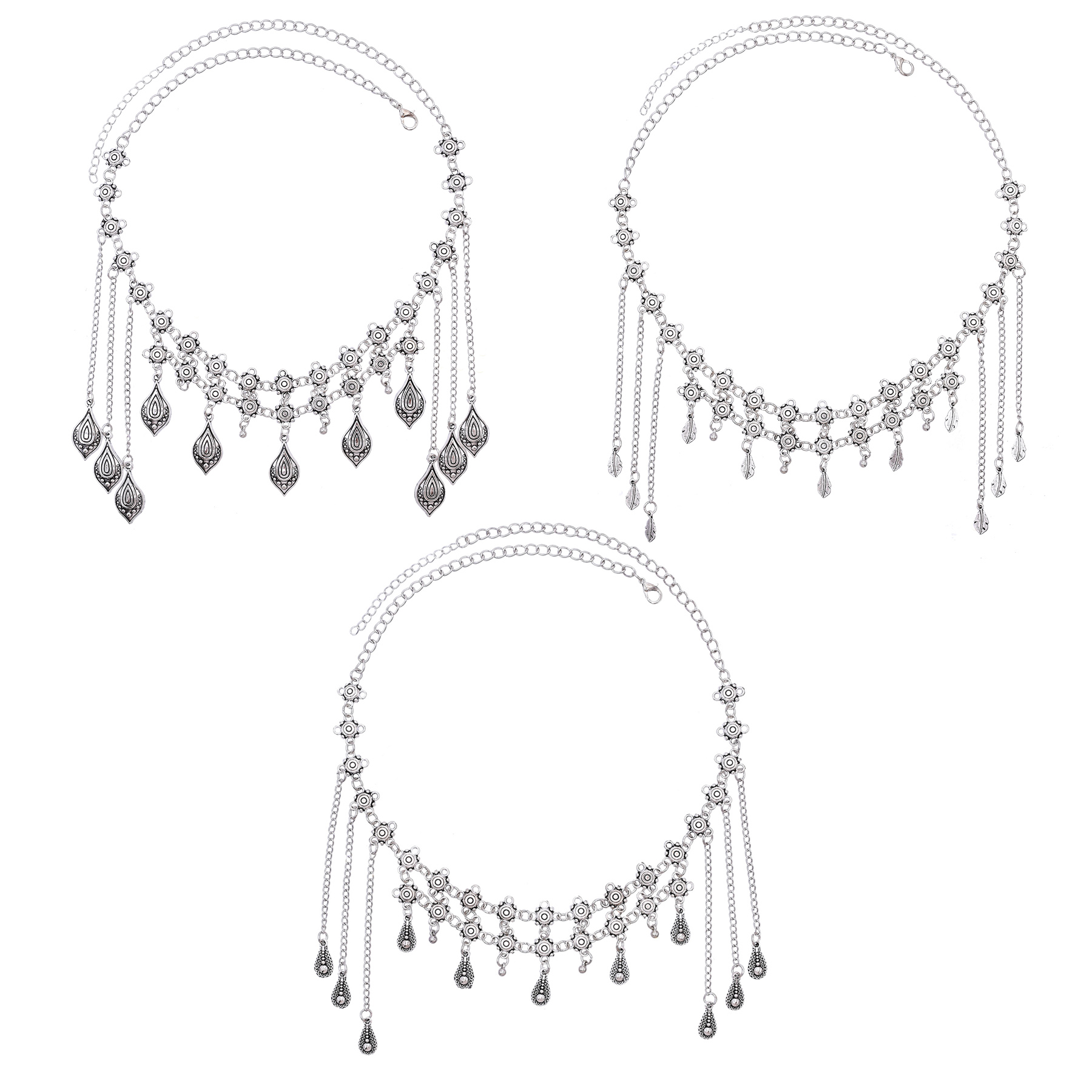 Women Accessories Nepal - Vintage Silberfarbene Legierung Lange Kette mit