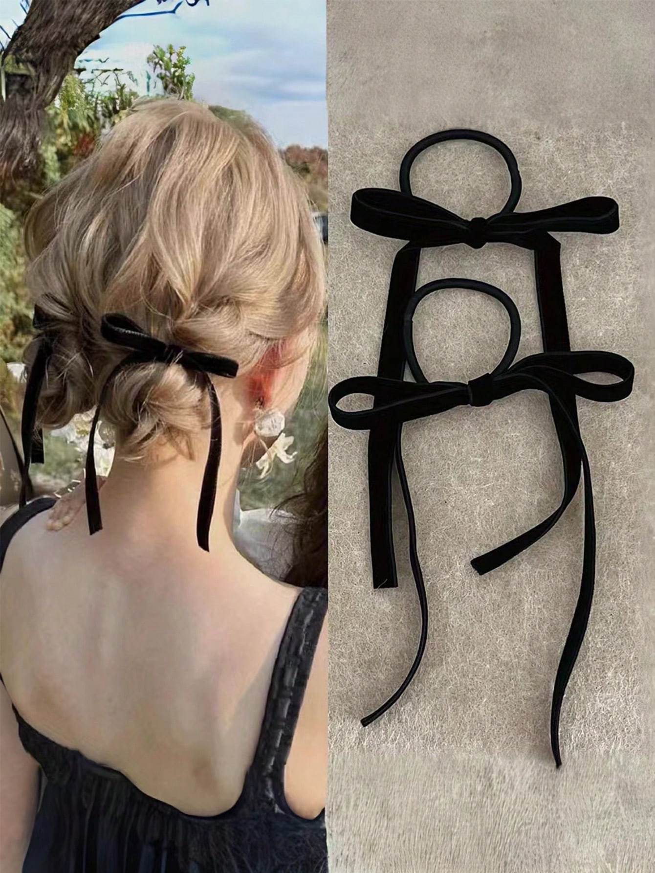 Hair Tie Velvet - 2/8 Stück modische Haargummis aus schwarzem