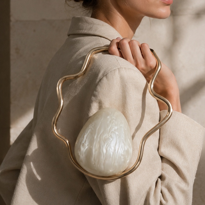 Women'S Accessories Purse - Damen Mini-Acryl-Ei-Tasche, süße Perlen-Abendclutch mit goldenem
