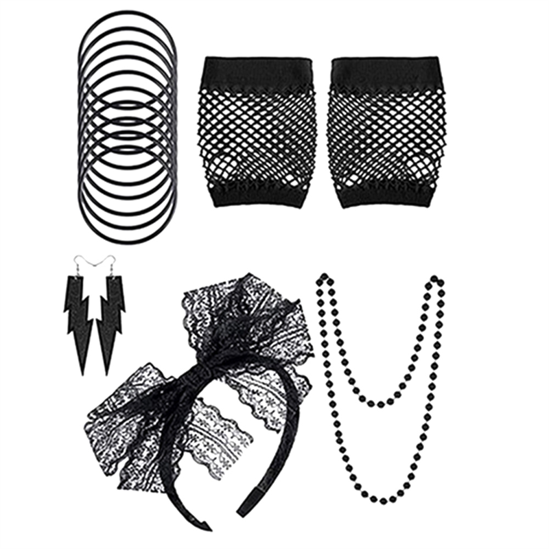 Women'S Accessories In The 80S - Klassisches 80er-Jahre-Kostümzubehör für Damen – Retro-Party-Set
