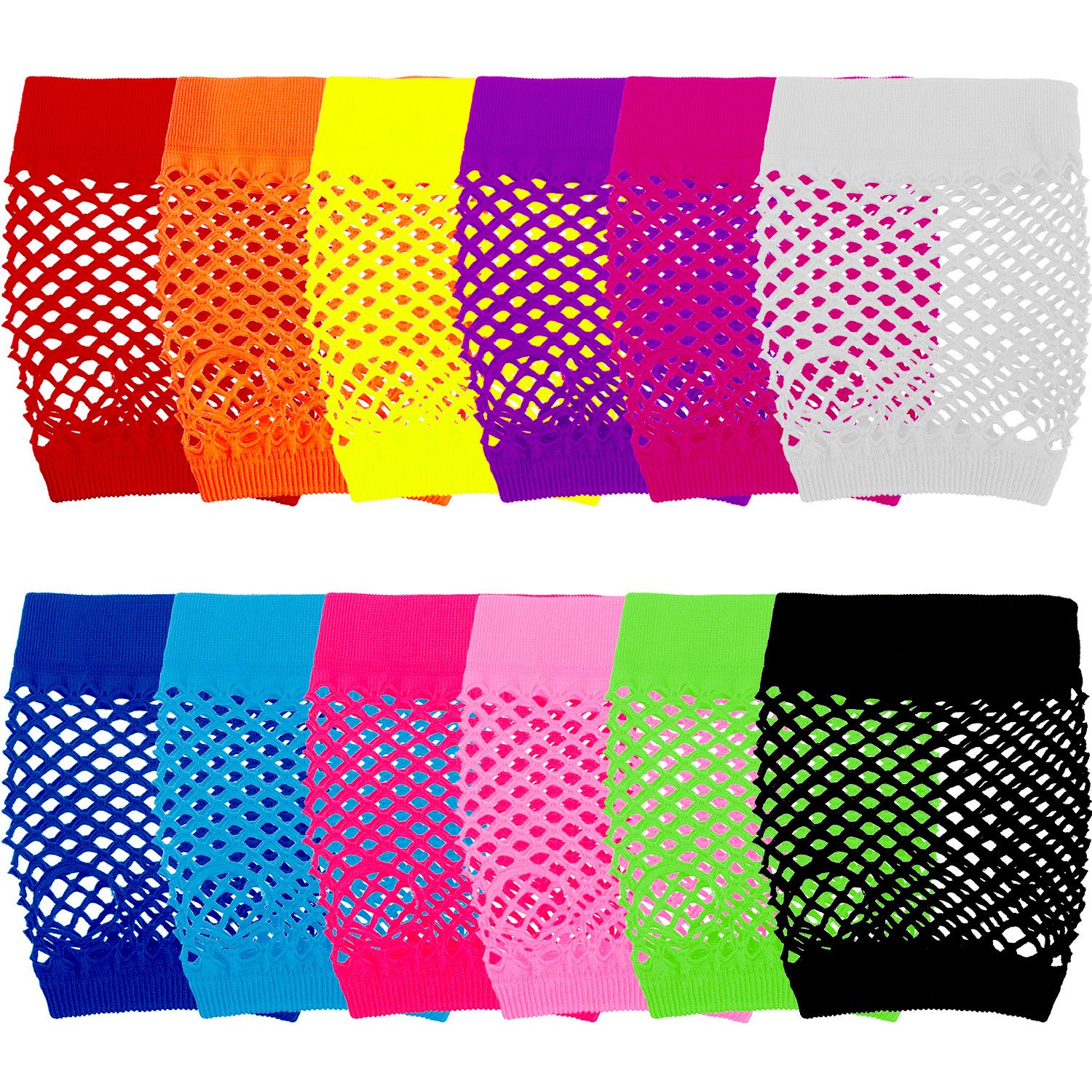 Women'S Accessories In The 80S - 24 Paar fingerlose Neon-Netzhandschuhe für Damen