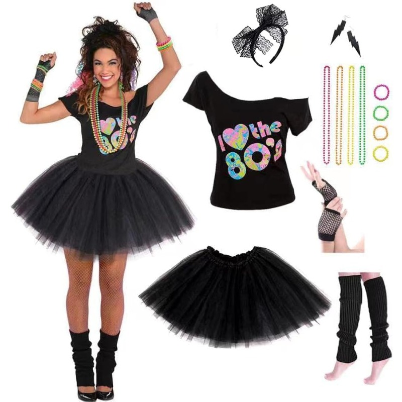 Women'S Accessories In The 80S - Damen 80er Jahre Kostüme mit Zubehör-Set: