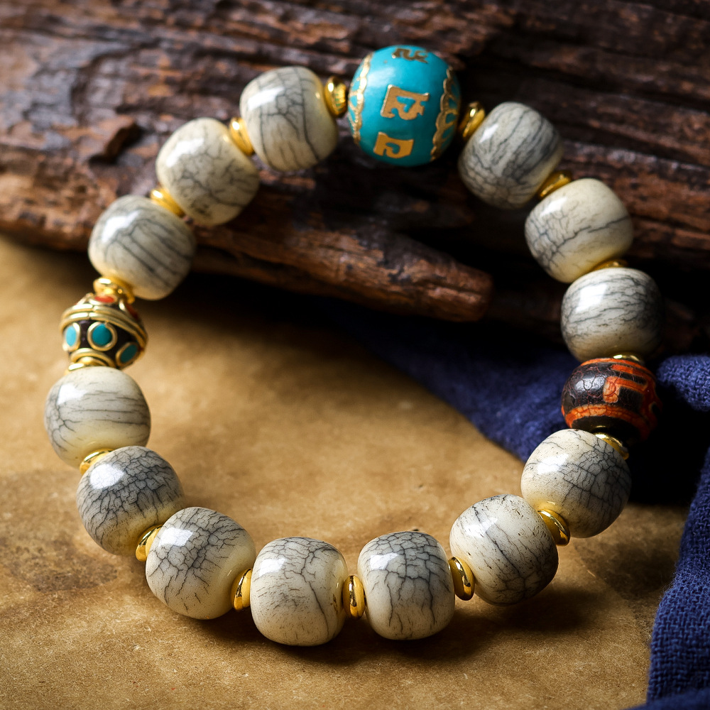 Women Accessories Nepal - Armband aus rissigen Yak-Knochenperlen mit Nepal-Stil-Accessoires