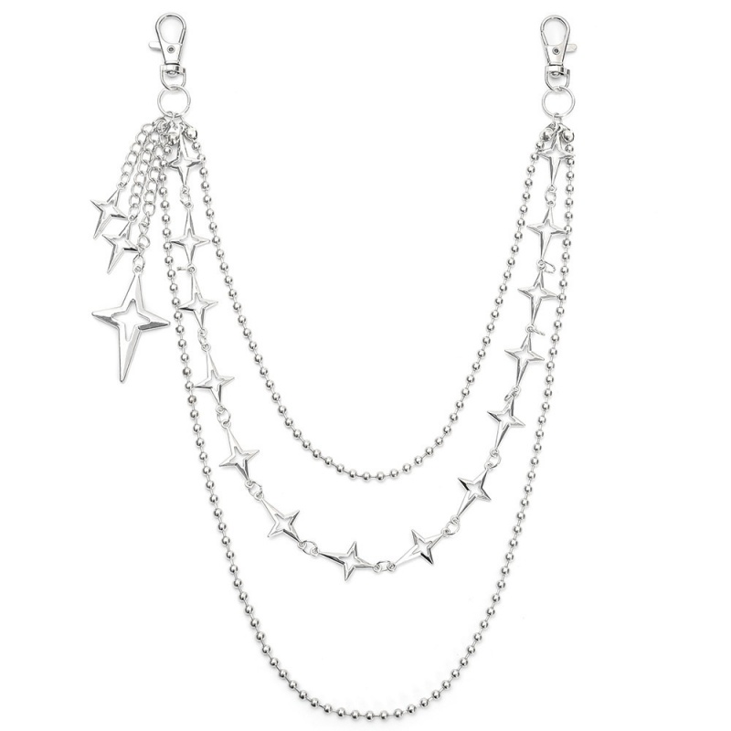 Women'S Key Accessories - Damen Punk Hip-Hop Mehrschichtige Stern-Anhänger Taillenkette
