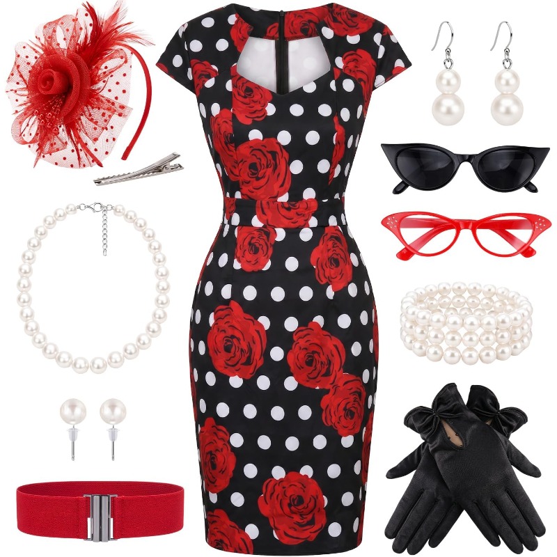 Women'S Accessories In The 1950S - 10 Stück/Set Damen Retro 1950er Jahre