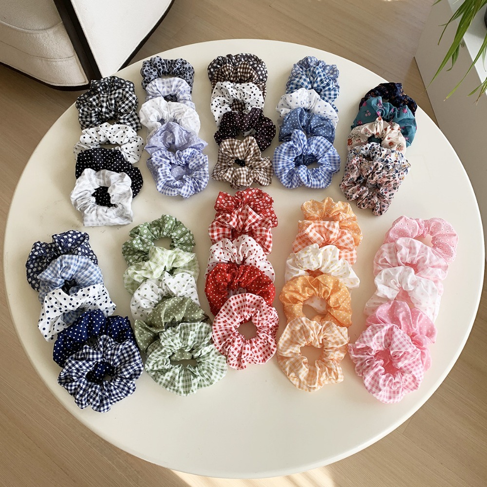 Hair Tie Velvet - 5 Stück gepunktete Haargummis, elegante, niedliche